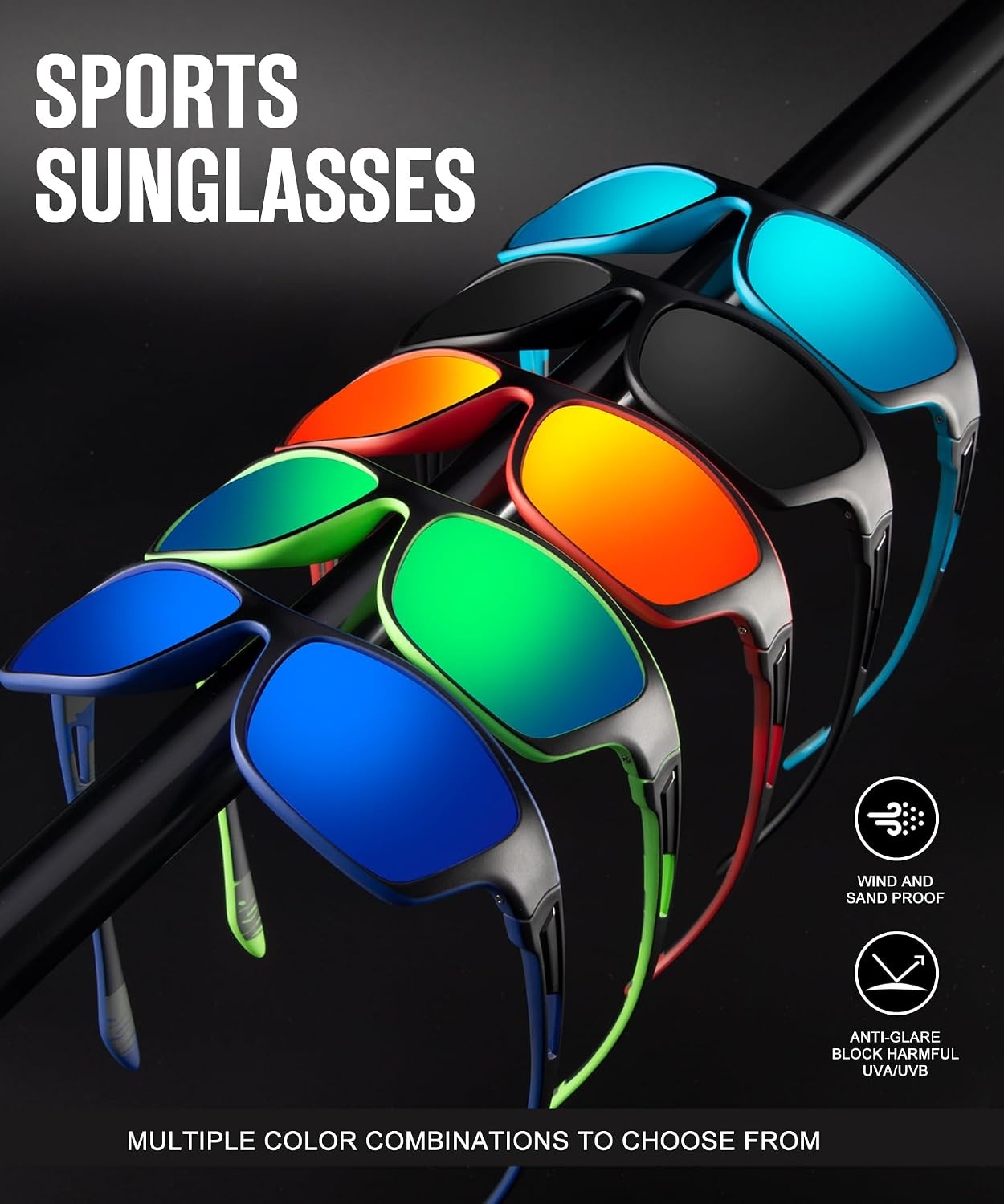 image:imageKALIYADI Polarized Sunglasses for Men Sports Sun Glasses for Driving Cycling Fishing with UV protectionD09 BlackBlueNight VisionNight Vision