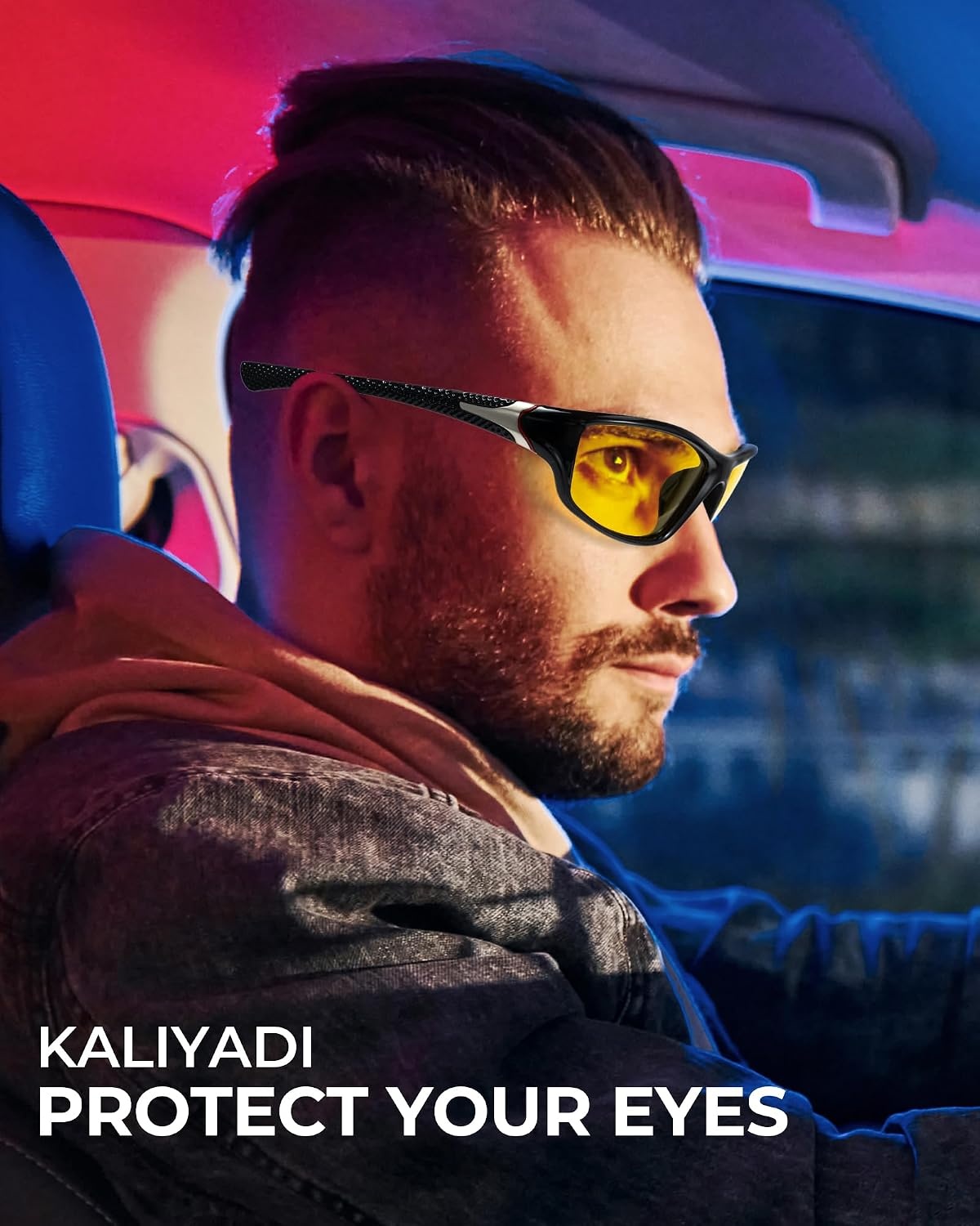 image:imageKALIYADI Sports Polarized Sunglasses Men UV400 Protection for Fishing Driving CyclingBlackYellowYellow