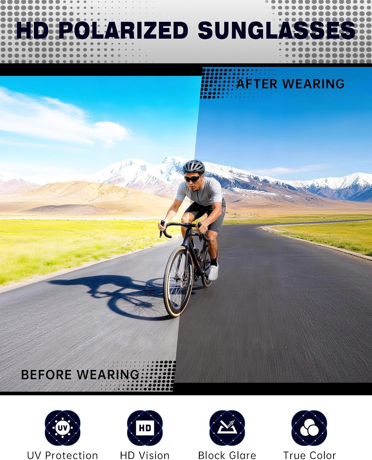 image:imageKALIYADI Sports Polarized Sunglasses Men UV400 Protection for Fishing Driving CyclingBlueGreenRed