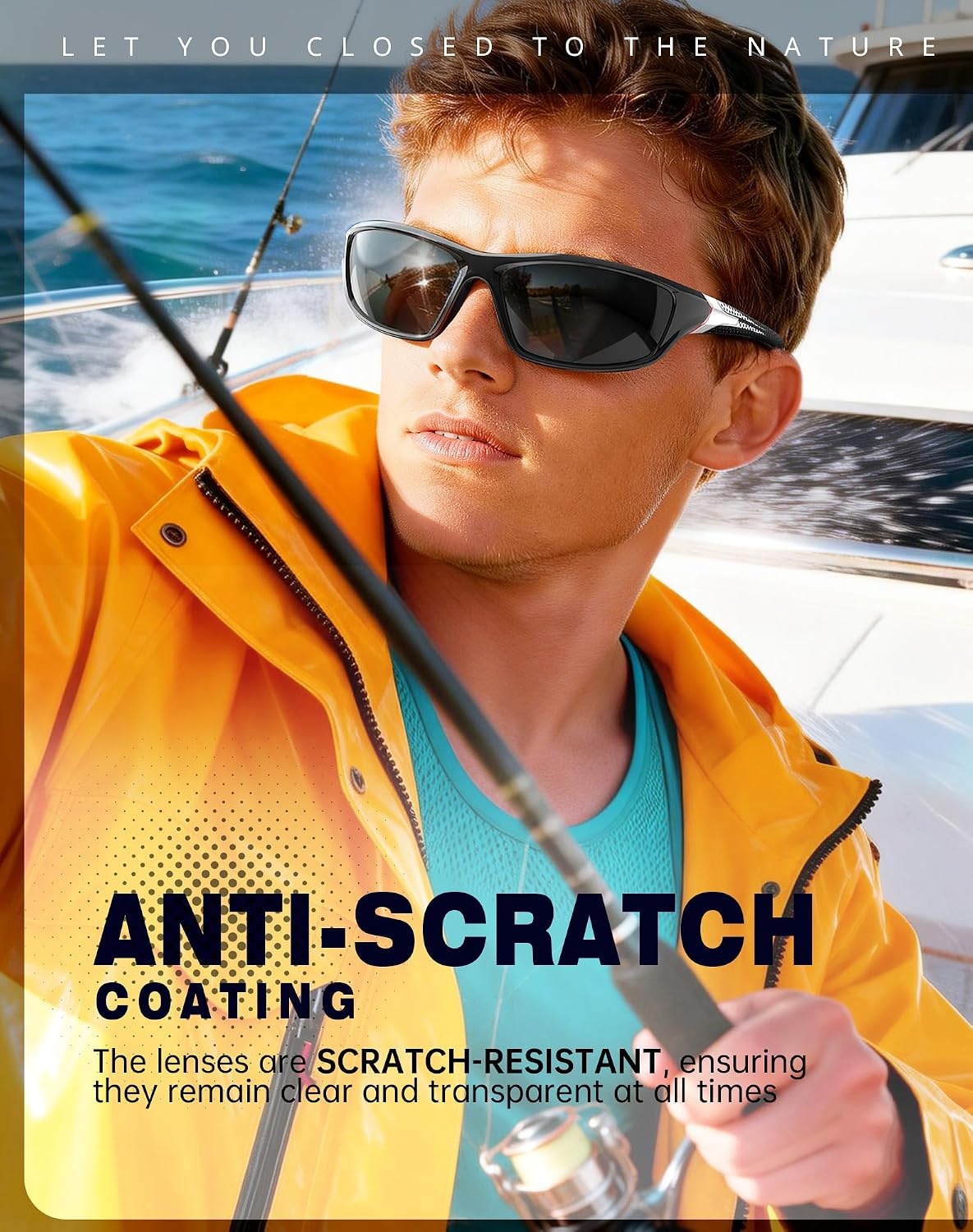 image:imageKALIYADI Sports Polarized Sunglasses Men UV400 Protection for Fishing Driving CyclingGreenBlueBlue