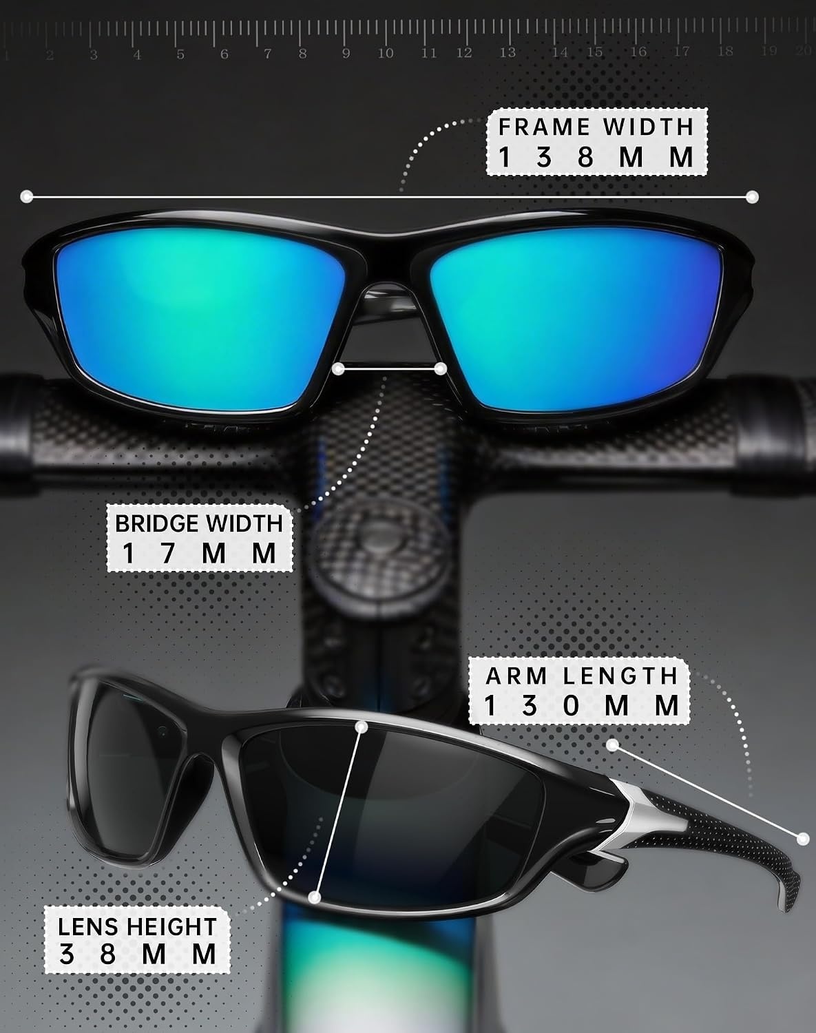 image:imageKALIYADI Sports Polarized Sunglasses Men UV400 Protection for Fishing Driving CyclingGreenBlueBlue