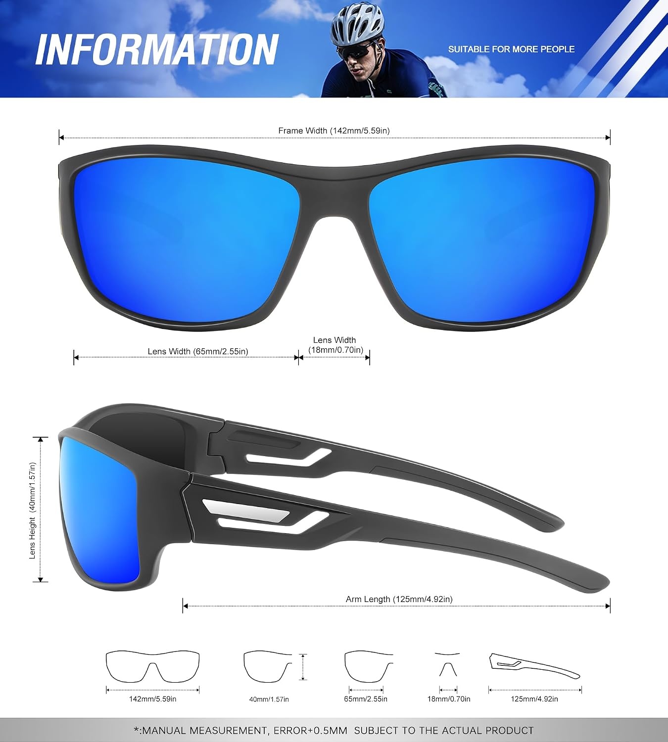 image:imageKALIYADI SunglassesMen Polarized Sports Sunglasses Mens Sunglasses Polarized UV Protection Driving Running Cycling OutdoorC03dark Blue