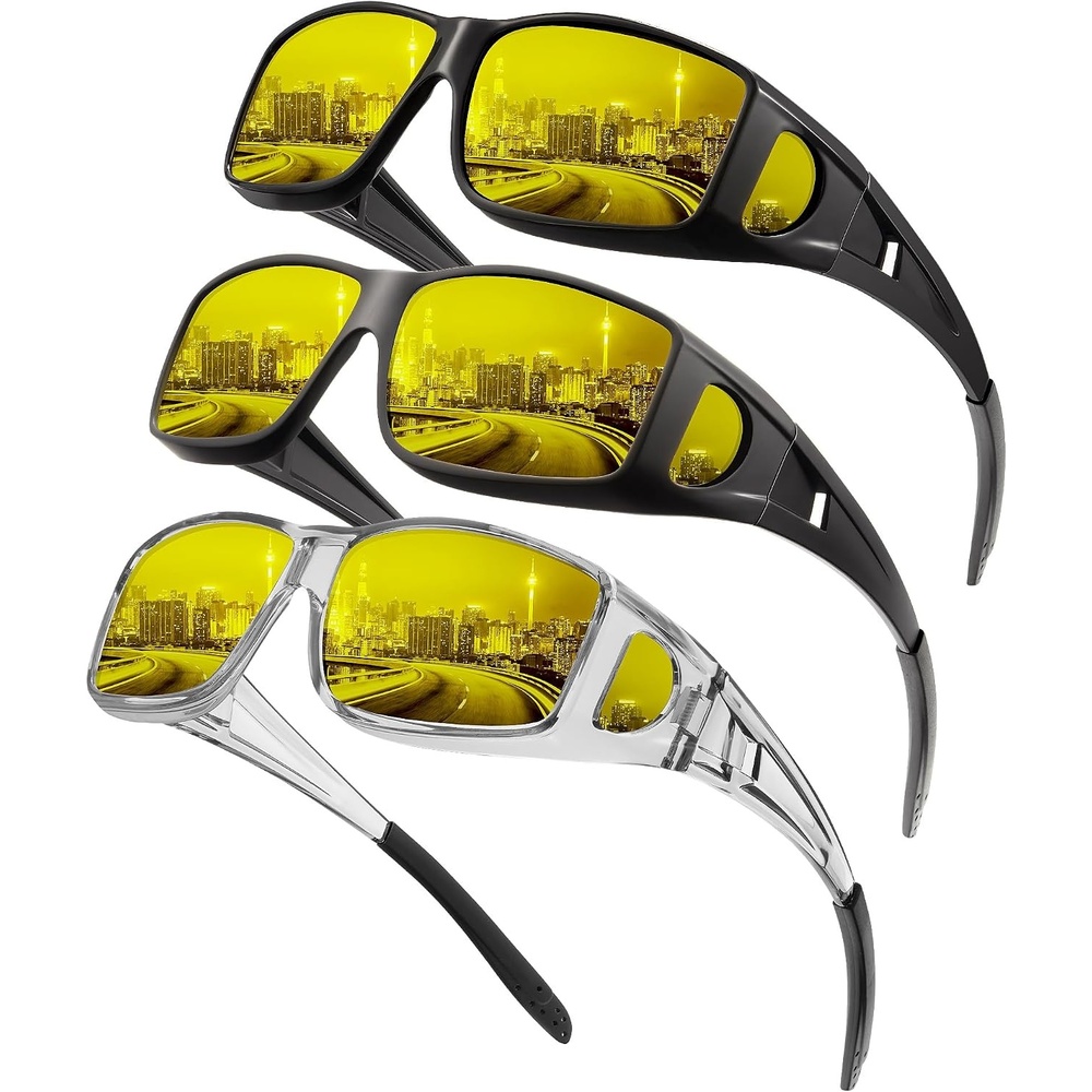 image:imageKALIYADI NightVisionGlasses FitOverGlasses WrapAround Glasses Anti Glare Night Driving Glasses for men women HD LensTransparent GreyNight Vision Matte BlackNight Vision Glossy BlackNight Vision