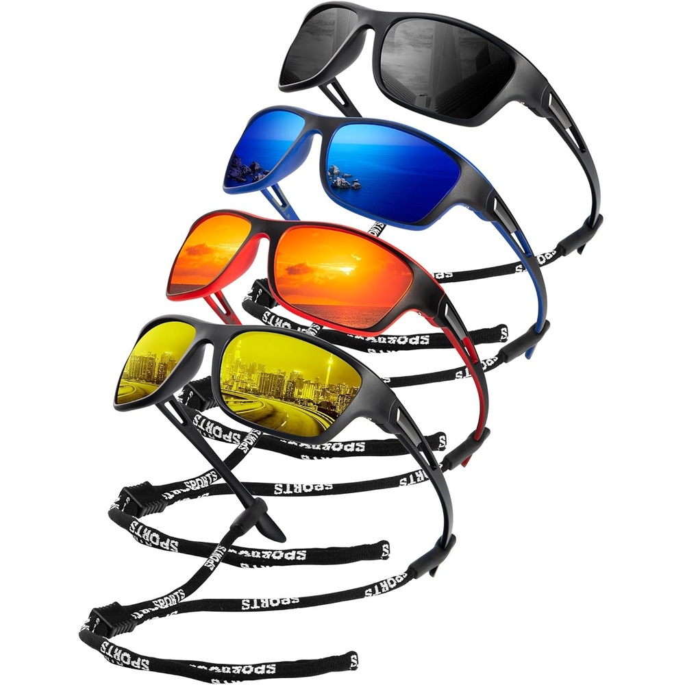 image:imageKALIYADI Polarized Sunglasses for Men Sports Sun Glasses for Driving Cycling Fishing with UV protectionD10 BlackDark BlueRedNight Vision