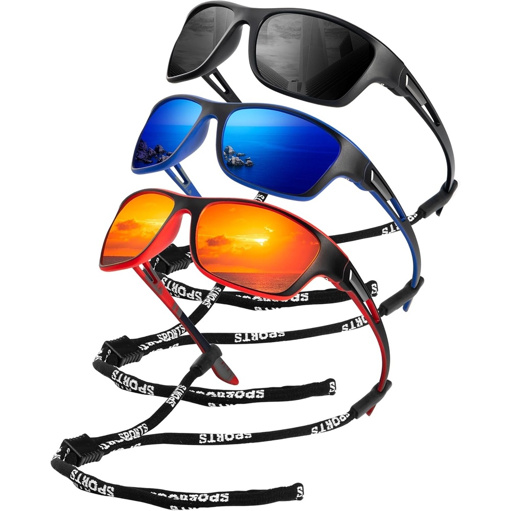 image:imageKALIYADI Polarized Sunglasses for Men Sports Sun Glasses for Driving Cycling Fishing with UV protectionMatte BlackDark BlueRed