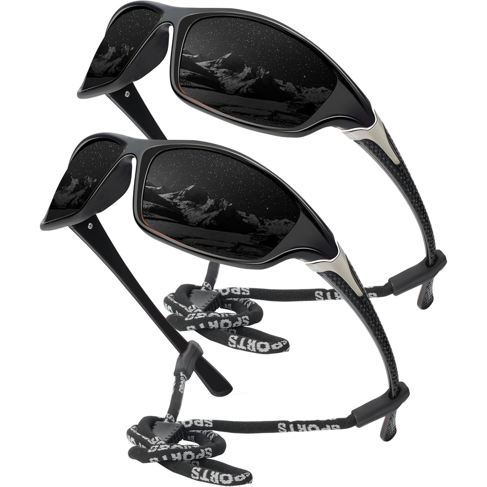 image:imageKALIYADI Sports Polarized Sunglasses Men UV400 Protection for Fishing Driving CyclingBlackBlack