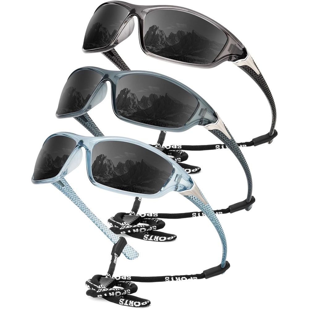 image:imageKALIYADI Sports Polarized Sunglasses Men UV400 Protection for Fishing Driving CyclingGrayBlackBlack