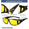 KALIYADI Night-Vision-Glasses Fit-Over-Glasses Wrap-Around Glasses: Anti Glare Night Driving Glasses for men women HD Lens(Glossy Black/Night Vision + Wine Red Gradient/Night Vision + Matte Tortoise/Night Vision)