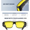 KALIYADI Night-Vision-Glasses Fit-Over-Glasses Wrap-Around Glasses: Anti Glare Night Driving Glasses for men women HD Lens(Matte Black/Night Vision + Matte Black/Night Vision + Matte Black/Night Vision)