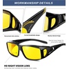 KALIYADI Night-Vision-Glasses Fit-Over-Glasses Wrap-Around Glasses: Anti Glare Night Driving Glasses for men women HD Lens(Transparent Grey/Night Vision + Glossy Black/Night Vision + Transparent Brown/Night Vision)