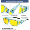 KALIYADI Night-Vision-Glasses Fit-Over-Glasses Wrap-Around Glasses: Anti Glare Night Driving Glasses for men women HD Lens(Transparent Grey/Night Vision + Matte Black/Night Vision + Transparent Blue/Night Vision)