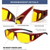 KALIYADI Night-Vision-Glasses Fit-Over-Glasses Wrap-Around Glasses: Anti Glare Night Driving Glasses for men women HD Lens(Z04-wine Red Gradient/Night Vision)