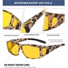 KALIYADI Night-Vision-Glasses Fit-Over-Glasses Wrap-Around Glasses: Anti Glare Night Driving Glasses for men women HD Lens(Z08-matte Tortoise/Night Vision)