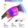 KALIYADI Sports Sunglasses for Men, Polarized Sun Glasses for Men Women Youth Baseball Softball with UV Protection((3 Packs) Black/Purplish Red/Dark Blue)