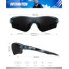 KALIYADI Sports Sunglasses for Men, Polarized Sun Glasses for Men Women Youth Baseball Softball with UV Protection((3 Packs) Glossy Black/Glossy Transparent Grey/Glossy Transparent Grey Green)