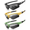 KALIYADI Sports Sunglasses for Men, Polarized Sun Glasses for Men Women Youth Baseball Softball with UV Protection((3 Packs) Glossy Black/Glossy Gold/Glossy Olive)