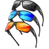KALIYADI Sunglasses-Men Polarized Sports Sun-glasses: Mens Sunglasses Polarized UV Protection Driving Running Cycling Outdoor(A03-black/Dark Blue/Red)
