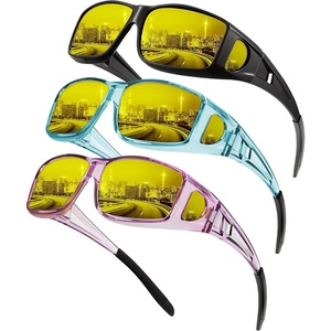 KALIYADI Night-Vision-Glasses Fit-Over-Glasses Wrap-Around Glasses: Anti Glare Night Driving Glasses for men women HD Lens(Glossy Black/Night Vision + Transparent Purple/Night Vision + Transparent Blue/Night Vision)