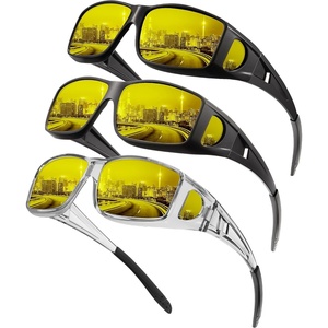 KALIYADI Night-Vision-Glasses Fit-Over-Glasses Wrap-Around Glasses: Anti Glare Night Driving Glasses for men women HD Lens(Transparent Grey/Night Vision + Matte Black/Night Vision + Glossy Black/Night Vision)
