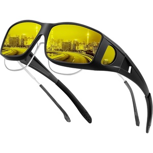 KALIYADI Night-Vision-Glasses Fit-Over-Glasses Wrap-Around Glasses: Anti Glare Night Driving Glasses for men women HD Lens(Z02-matte Black/Night Vision)