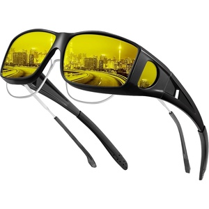 KALIYADI Night-Vision-Glasses Fit-Over-Glasses Wrap-Around Glasses: Anti Glare Night Driving Glasses for men women HD Lens(Z03-glossy Black/Night Vision)