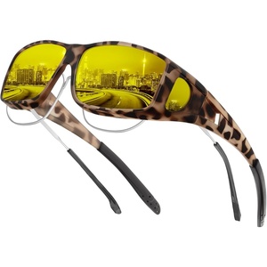 KALIYADI Night-Vision-Glasses Fit-Over-Glasses Wrap-Around Glasses: Anti Glare Night Driving Glasses for men women HD Lens(Z08-matte Tortoise/Night Vision)