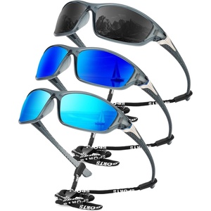 KALIYADI Sports Polarized Sunglasses Men UV400 Protection for Fishing Driving Cycling(Black/Blue/Blue)