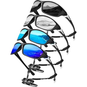 KALIYADI Sports Polarized Sunglasses Men UV400 Protection for Fishing Driving Cycling(Black/Blue/Blue/Silver)