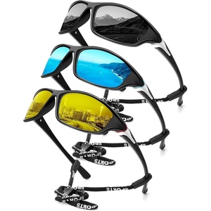 KALIYADI Sports Polarized Sunglasses Men UV400 Protection for Fishing Driving Cycling(Black/Blue/Yellow)